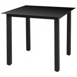 Table de jardin Noir 80 x 80 x 74 cm Aluminium et verre 42787