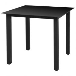 Table de jardin Noir 80 x 80 x 74 cm Aluminium et verre 42787