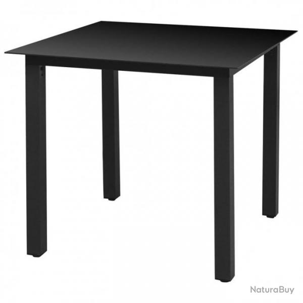 Table de jardin Noir 80 x 80 x 74 cm Aluminium et verre 42787
