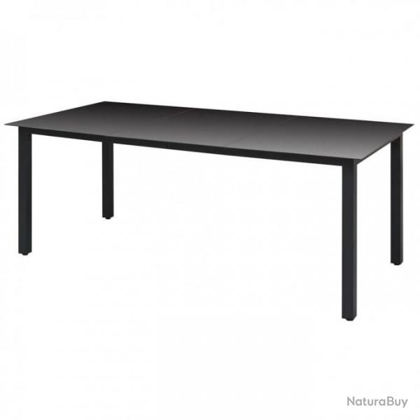 Table de jardin Noir 190 x 90 x 74 cm Aluminium et verre 42789