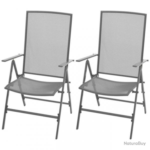 Chaises empilables de jardin 2 pcs Acier Gris 42716