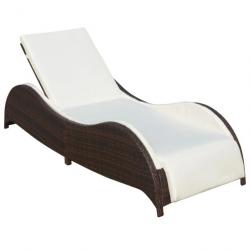 Chaise longue avec coussin Résine tressée Marron 41974