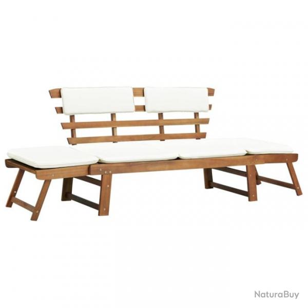 Banc de jardin avec coussins 2-en-1 190 cm Bois solide d'acacia 42647