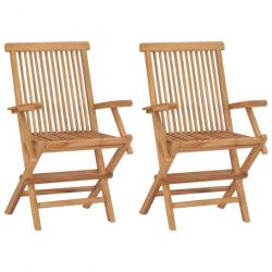 Chaises pliables de jardin 2 pcs Bois de teck solide 41999