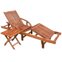 Chaise longue avec table Bois d'acacia solide 42594