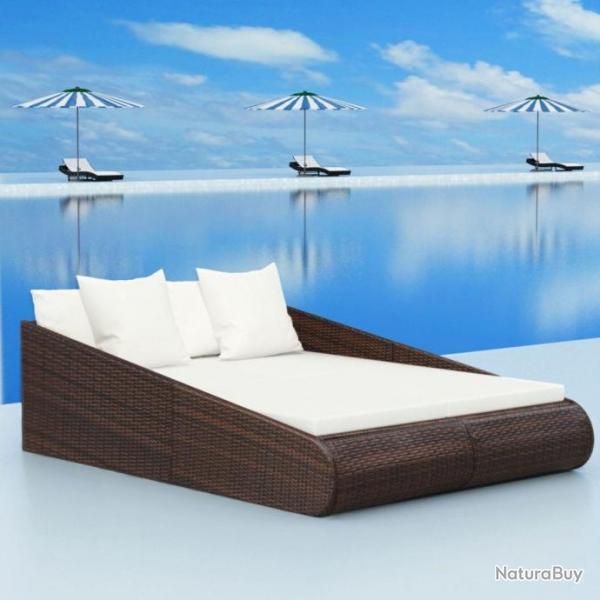Lit de jardin Marron 201x139 cm Rsine tresse 42666