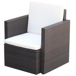 Chaise de jardin et coussins et oreillers Résine tressée Marron 42668