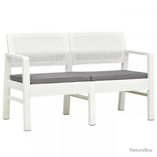 Banc de jardin  2 places et coussins 120 cm Plastique Blanc 48821