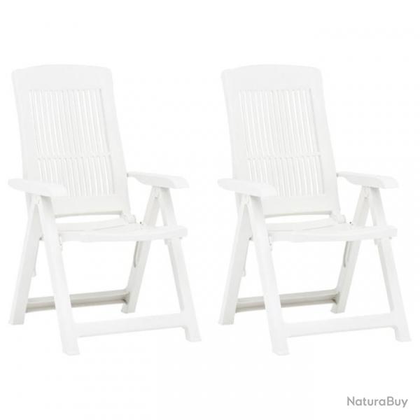 Chaises inclinables de jardin 2 pcs Plastique Blanc 48766