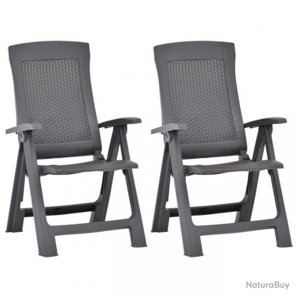 Chaises inclinables de jardin 2 pcs Plastique Moka