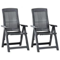 Chaises inclinables de jardin 2 pcs Plastique Anthracite 48768