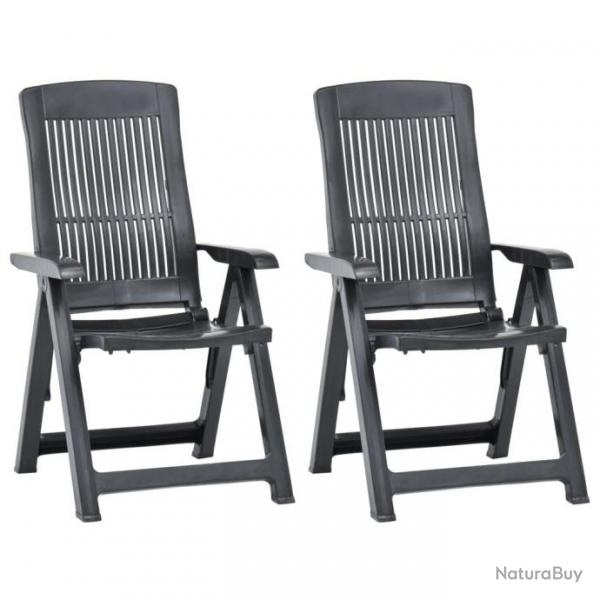 Chaises inclinables de jardin 2 pcs Plastique Anthracite 48768