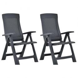 Chaises inclinables de jardin 2 pcs Plastique Anthracite 48761