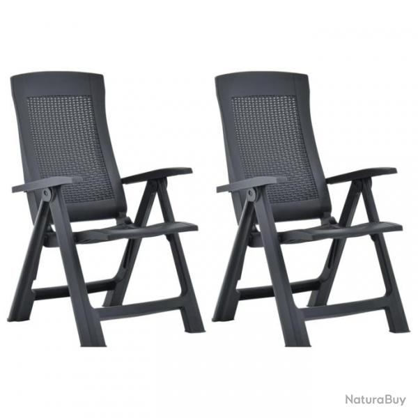 Chaises inclinables de jardin 2 pcs Plastique Anthracite 48761