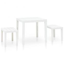 Table de jardin avec 2 bancs Plastique Blanc