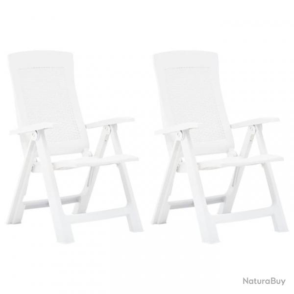 Chaises inclinables de jardin 2 pcs Plastique Blanc 48760