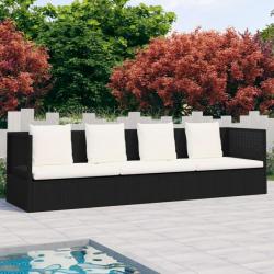 Canapé de jardin avec coussin et oreillers Résine tressée Noir 49391