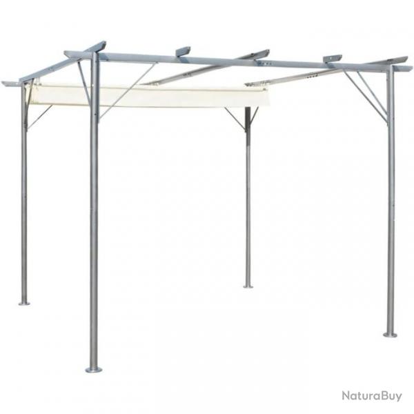 Pergola avec toit rtractable Blanc crme 3 x 3 m Acier 49325