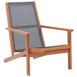 Chaise de jardin Gris Bois d'eucalyptus solide et textilène 48695