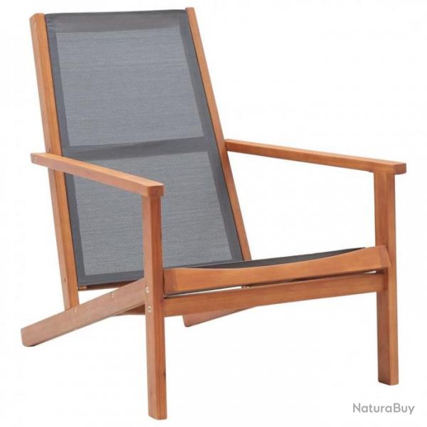Chaise de jardin Gris Bois d'eucalyptus solide et textilne 48695