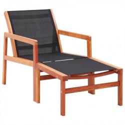 Chaise de jardin et repose-pied Eucalyptus solide et textilène 48702