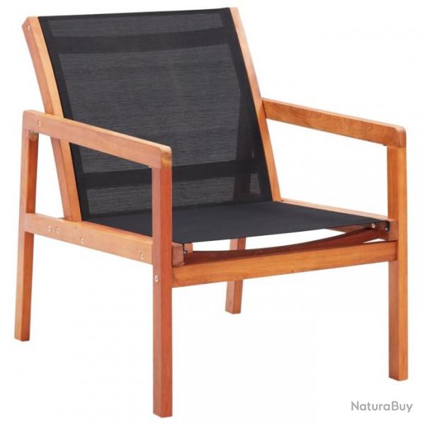 Chaise de jardin Noir Bois d'eucalyptus solide et textilne