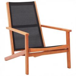 Chaise de jardin Noir Bois d'eucalyptus solide et textilène