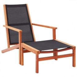 Chaise de jardin et repose-pied Eucalyptus solide et textilène 48700