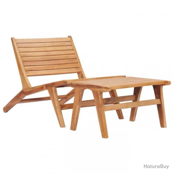 Chaise de jardin avec repose-pied Bois de teck solide 49366