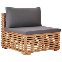 Canapé central de jardin avec coussin gris Bois de teck solide 49377