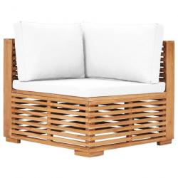 Canapé d'angle de jardin avec coussin crème Bois de teck solide 49375