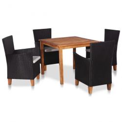 Mobilier à dîner de jardin 5 pcs Résine tressée Noir et marron 49115