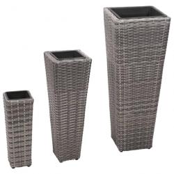 Lits surélevés de jardin 3 pcs Résine tressée Gris 45424