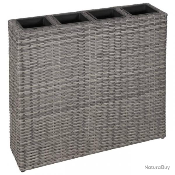 Lit surlev de jardin avec 4 pots Rsine tresse Gris 45426