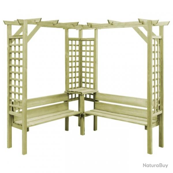 Pergola d'angle avec banc Bois de pin imprgn 44950