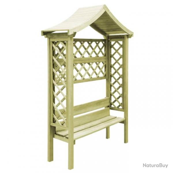 Pergola de jardin avec toit et banc Bois de pin imprgn 44951