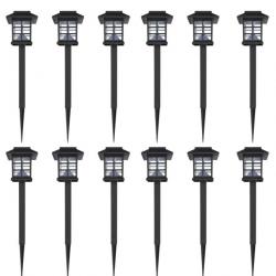 12 lampes LED solaires avec piquet 8,6x8,6x38 cm 41161