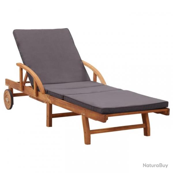 Chaise longue avec coussin Bois d'acacia solide 46026