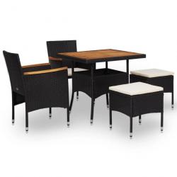 Mobilier d'extérieur 5 pcs Noir Résine tressée et bois d'acacia 46169