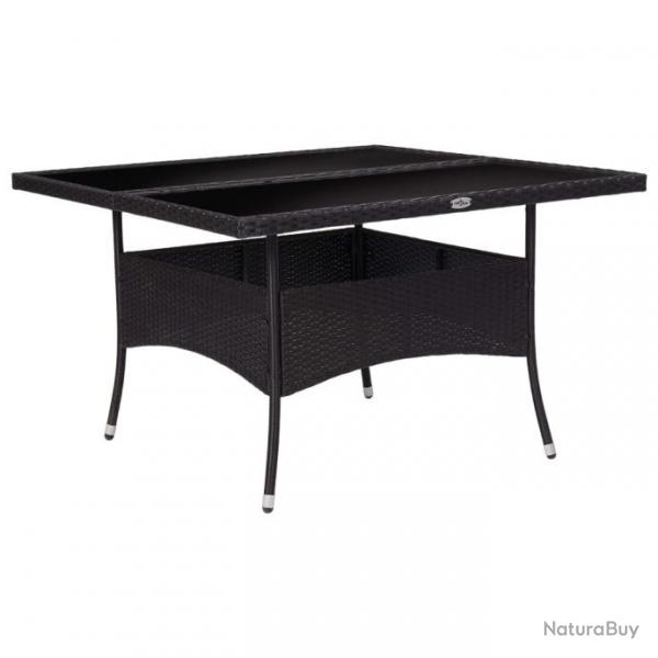 Table  dner d'extrieur Noir Rsine tresse et verre 46189