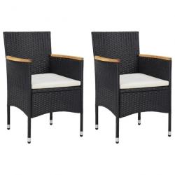 Chaises de salle à manger de jardin 2 pcs Résine tressée Noir 46181