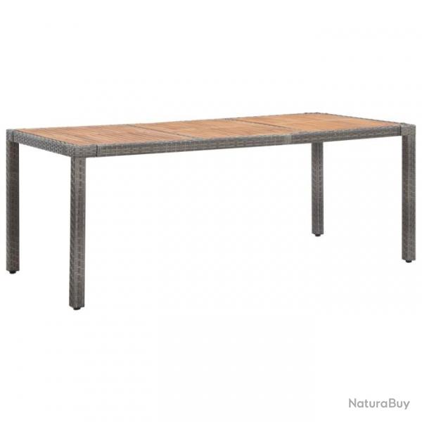 Table de jardin Gris 190x90x75cm Rsine tresse et acacia 46108