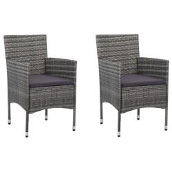 Chaises de salle à manger de jardin 2 pcs Résine tressée Gris 46180