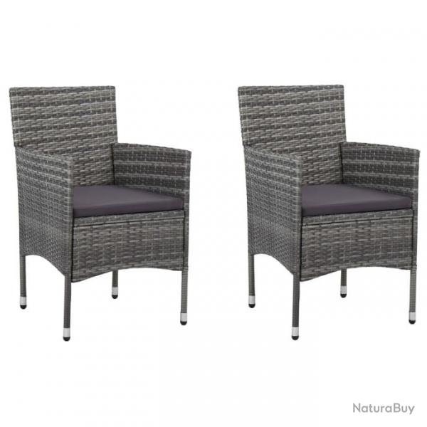 Chaises de salle  manger de jardin 2 pcs Rsine tresse Gris 46180