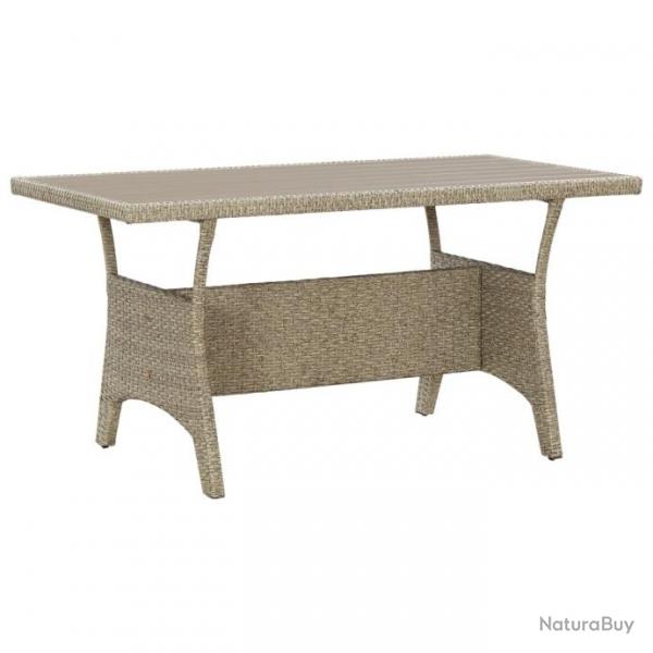 Table de jardin Gris 130x70x66 cm Rsine tresse 46143