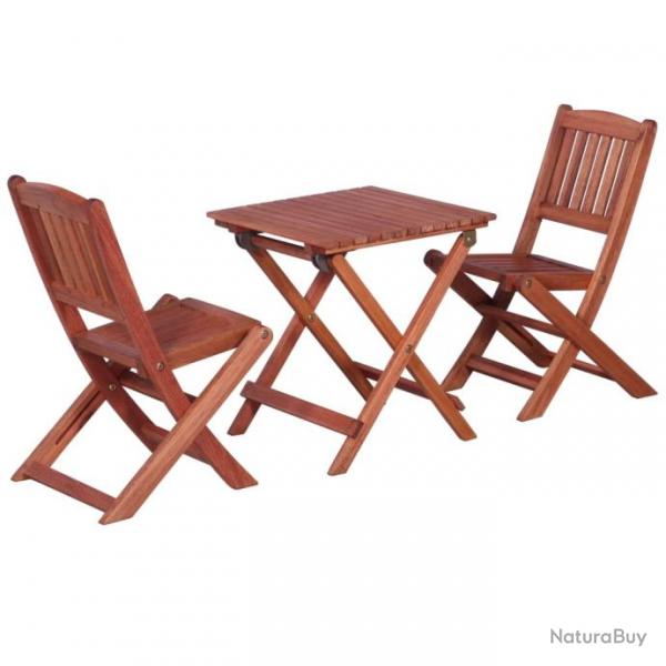 bistro 3 pcs pour enfants Bois d'eucalyptus solide 45586