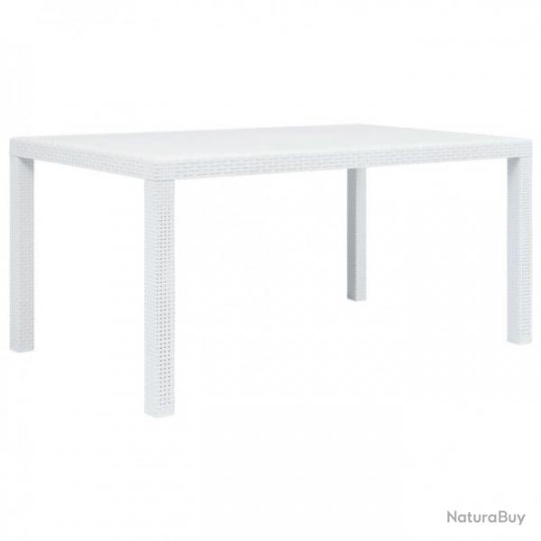 Table de jardin Blanc 150x90x72 cm Plastique Aspect de rotin 45604