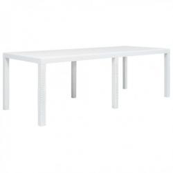 Table de jardin Blanc 220x90x72 cm Plastique Aspect de rotin 45607