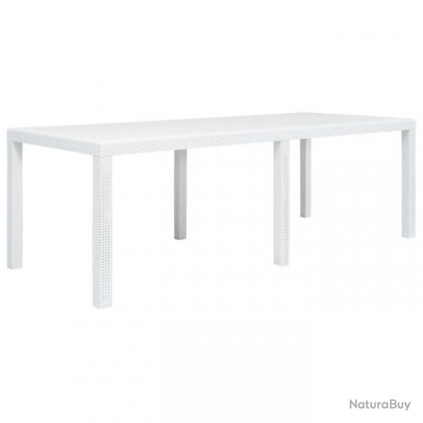 Table de jardin Blanc 220x90x72 cm Plastique Aspect de rotin 45607