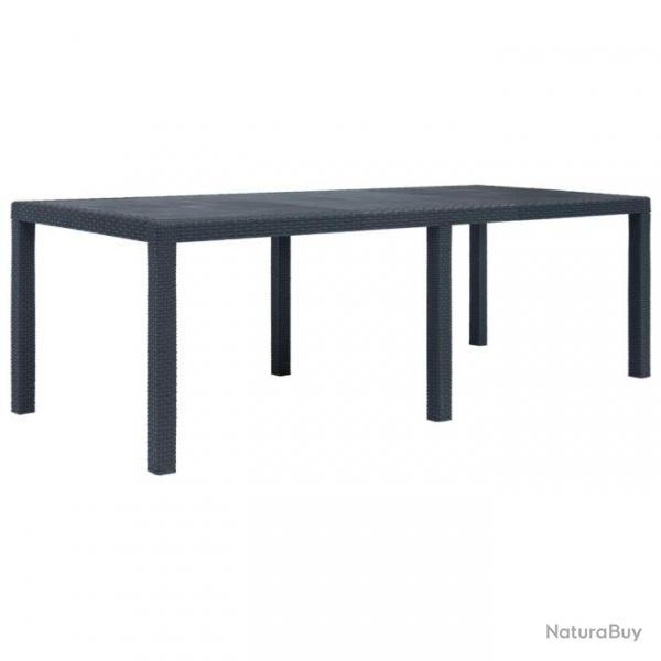 Table de jardin Anthracite 220x90x72 cm Plastique Aspect rotin 45608